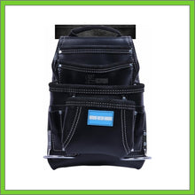 Load image into Gallery viewer, Premium Leather Black Tool Pouch with 2 Hammer Holders for Framers, Roofing, Carpenters, Electricians, Construction - 10 Pocket - Honduras Flag