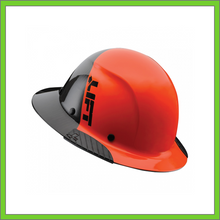 Load image into Gallery viewer, LIFT CARBON FIBER DAX 50/50 BLACK & ORANGE FULL BRIM HARD HAT