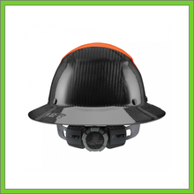 Load image into Gallery viewer, LIFT CARBON FIBER DAX 50/50 BLACK & ORANGE FULL BRIM HARD HAT