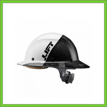 Load image into Gallery viewer, LIFT CARBON FIBER DAX 50/50 BLACK & WHITE FULL BRIM HARD HAT