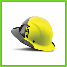 Load image into Gallery viewer, LIFT CARBON FIBER DAX 50/50 BLACK & HI VIZ YELLOW FULL BRIM HARD HAT