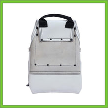 Load image into Gallery viewer, Premium Leather White Tool Pouch with 2 Hammer Holders for Framers, Roofing, Carpenters, Electricians, Construction - 10 Pocket - Mexico Flag