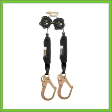 Load image into Gallery viewer, 6 FT WEBBING DUAL SELF RETRACTING LIFELINE WITH STEEL REBAR HOOK SRL