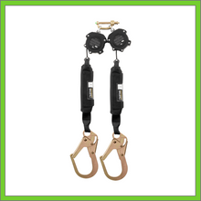 Load image into Gallery viewer, 6 FT WEBBING DUAL SELF RETRACTING LIFELINE WITH STEEL REBAR HOOK SRL