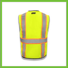 Load image into Gallery viewer, VEST - SAFETY VEST CLASS 2, ANSI - HI-VIS REFLECTIVE MULTIPOCKET - TWO TONE W/BLACK BINDING - RADIO CLIP - LIME