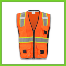 Load image into Gallery viewer, VEST - SAFETY VEST CLASS 2, ANSI - HI-VIS REFLECTIVE MULTIPOCKET - TWO TONE W/BLACK BINDING - RADIO CLIP - ORANGE