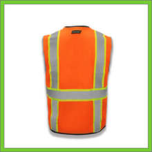 Load image into Gallery viewer, VEST - SAFETY VEST CLASS 2, ANSI - HI-VIS REFLECTIVE MULTIPOCKET - TWO TONE W/BLACK BINDING - RADIO CLIP - ORANGE