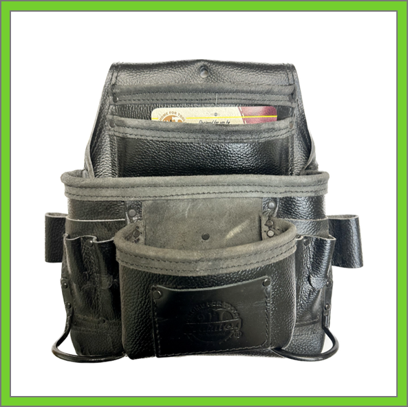 TOOL POUCH - 10 POCKET - BLACK COLOR RUGGED TOP GRAIN LEATHER