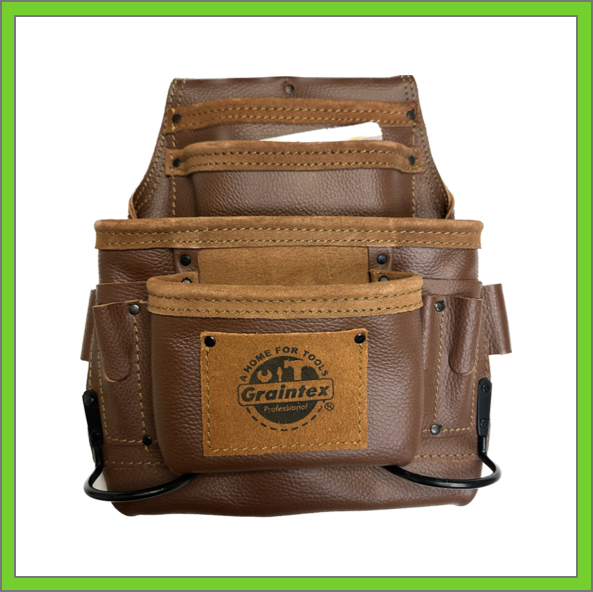 TOOL POUCH - 10 POCKET - BROWN COLOR RUGGED TOP GRAIN LEATHER