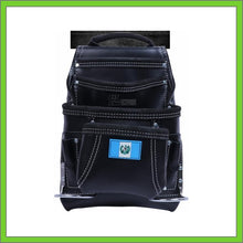 Load image into Gallery viewer, Black Leather Tool Pouch with 2 Hammer Holders for Framers, Roofing, Carpenters, Electricians, Construction - 10 Pocket - Guatemala Flag
