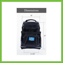 Load image into Gallery viewer, Black Leather Tool Pouch with 2 Hammer Holders for Framers, Roofing, Carpenters, Electricians, Construction - 10 Pocket - Guatemala Flag
