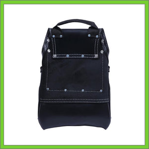 Black Leather Tool Pouch with 2 Hammer Holders for Framers, Roofing, Carpenters, Electricians, Construction - 10 Pocket - Guatemala Flag