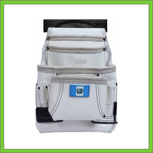 Load image into Gallery viewer, Premium Leather White Tool Pouch with 2 Hammer Holders for Framers, Roofing, Carpenters, Electricians, Construction - 10 Pocket - Guatemala Flag
