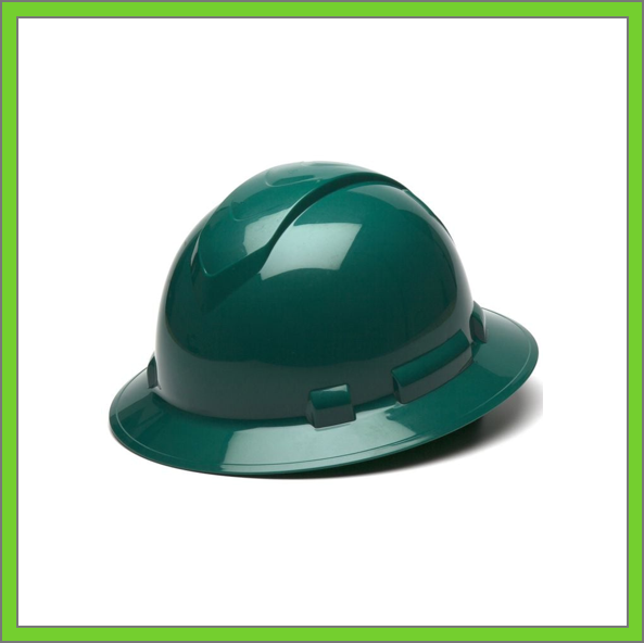 RIDGELINE FULL BRIM HARD HAT, 4-POINT RATCHET SUSPENSION, GREEN