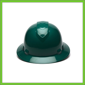 RIDGELINE FULL BRIM HARD HAT, 4-POINT RATCHET SUSPENSION, GREEN