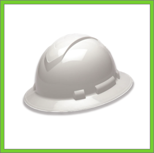 RIDGELINE FULL BRIM HARD HAT, 4-POINT RATCHET SUSPENSION, WHITE