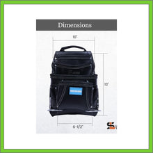 Load image into Gallery viewer, Premium Leather Black Tool Pouch with 2 Hammer Holders for Framers, Roofing, Carpenters, Electricians, Construction - 10 Pocket - Honduras Flag
