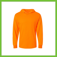 Load image into Gallery viewer, T-SHIRT - LONG SLEEVE HOODED - SAFETY ORANGE - HI-VIS COTTON
