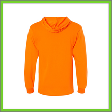 Load image into Gallery viewer, T-SHIRT - LONG SLEEVE HOODED - SAFETY ORANGE - HI-VIS COTTON
