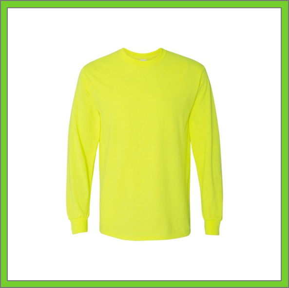 T-SHIRT - LONG SLEEVE - SAFETY GREEN - HI-VIS COTTON