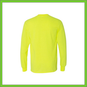 T-SHIRT - LONG SLEEVE - SAFETY GREEN - HI-VIS COTTON