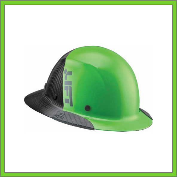 LIFT CARBON FIBER DAX 50/50 BLACK & GREEN  FULL BRIM HARD HAT