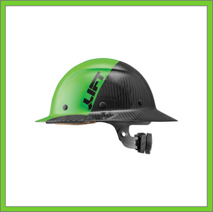 LIFT CARBON FIBER DAX 50/50 BLACK & GREEN  FULL BRIM HARD HAT