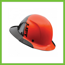 Load image into Gallery viewer, LIFT CARBON FIBER DAX 50/50 BLACK &amp; ORANGE FULL BRIM HARD HAT
