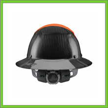 Load image into Gallery viewer, LIFT CARBON FIBER DAX 50/50 BLACK &amp; ORANGE FULL BRIM HARD HAT
