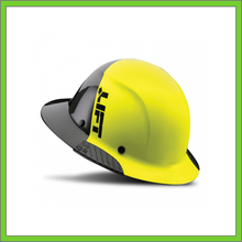 Load image into Gallery viewer, LIFT CARBON FIBER DAX 50/50 BLACK &amp; HI VIZ YELLOW FULL BRIM HARD HAT
