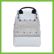Load image into Gallery viewer, Premium Leather White Tool Pouch with 2 Hammer Holders for Framers, Roofing, Carpenters, Electricians, Construction - 10 Pocket
