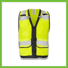 Load image into Gallery viewer, VEST - SAFETY VEST CLASS 2, ANSI - HI-VIS REFLECTIVE MULTIPOCKET - RADIO CLIP - SURVEYOR HEAVY DUTY - LIME
