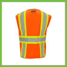 Load image into Gallery viewer, VEST - SAFETY VEST CLASS 2, ANSI - HI-VIS REFLECTIVE MULTIPOCKET - TWO TONE - ORANGE
