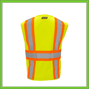 VEST - SAFETY VEST CLASS 2, ANSI - HI-VIS REFLECTIVE MULTIPOCKET - TWO TONE - LIME