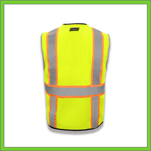 Load image into Gallery viewer, VEST - SAFETY VEST CLASS 2, ANSI - HI-VIS REFLECTIVE MULTIPOCKET - TWO TONE W/BLACK BINDING - RADIO CLIP - LIME
